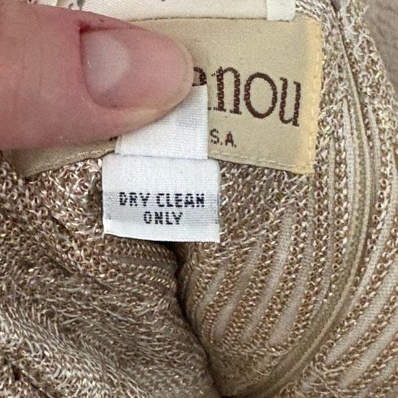 Vintage Damiano Neiman Marcus Metallic Gold Knit Fringe Maxi Dress M - Picture 5 of 13